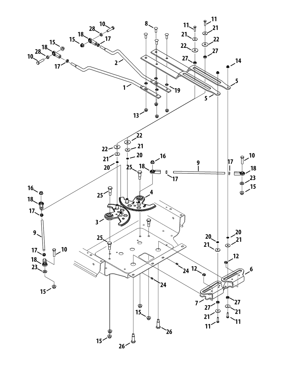 Steering Linkage Diagram and Parts List for Z-FORCESZ48 (53ATDFJB-53ATDFJB050)(2014) Cub Cadet Lawn Tractor